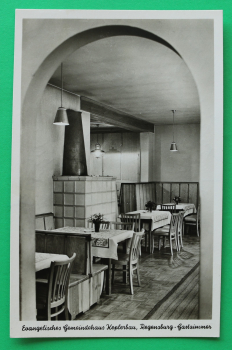 AK Regensburg / 1950er Jahre / Evangelisches Gemeindehaus / Keplerbau / Gastzimmer Einrichtung Möbel